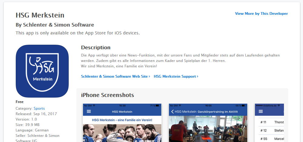 iPhone App für die HSG Merkstein